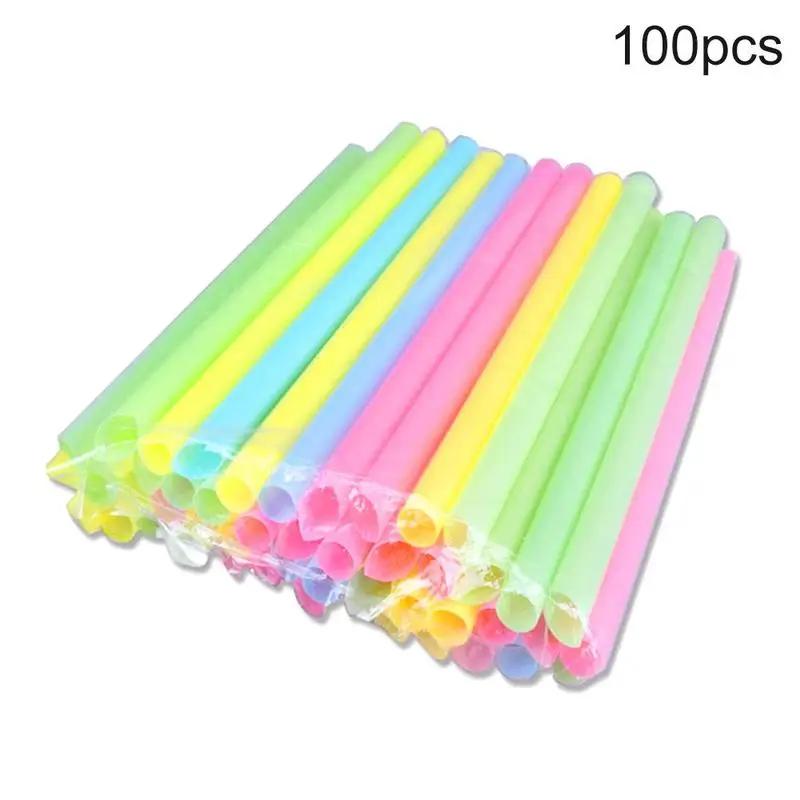 100pcs Grandes canudos Cores Misturadas Para Pérola Bolha Leite 20cm x 1cm Bar Acessórios Chá Smoothie Party Plastic - Image 1