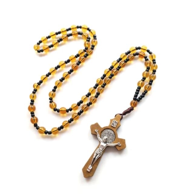 Colar de Rosário de Vidro Marrom - Elegância e Espiritualidade em Seu Estilo