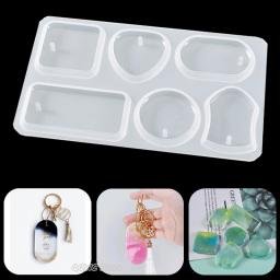 Chaveiro Pingente Silicone Mold Set, Crystal Epoxy Resin Mold, Pingentes Retangulares Redondos, DIY Fazer Jóias, 1 Pc, 6 Pcs, 10Pcs - Image 1