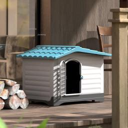 Fechado plástico filhote de cachorro canis lavável gatinho villa à prova de chuva protetor solar grande casa cães ao ar livre pátio gaiola do cão pet quarto suprimentos - Image 1
