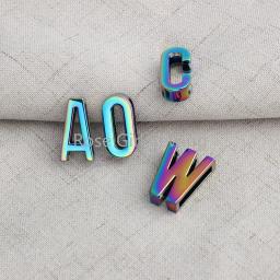 Letras de corrediça oca do metal do arco-íris, design criativo da gargantilha da combinação, presente feito sob encomenda da jóia do logotipo, alfabeto completo, 24x19mm - Image 5