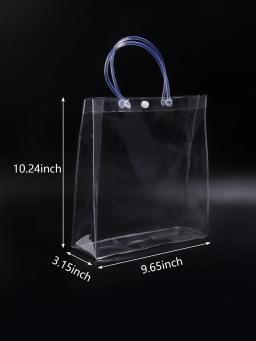Sacos claros do presente com alças, sacolas do PVC para enviar o presente, reutilizáveis, compras de varejo, festa de Natal, casamento, 1 Pc - Image 5