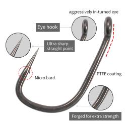 Gancho largo para pesca de carpa, revestimento de ptfe, micro bardo, liga de aço, tamanho 2 4 6 para equipamento de cabelo de pesca de carpa com 10 peças - Image 2