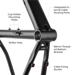 Quadro de bicicleta de estrada speedone com conjunto de garfo rígido de fibra de carbono ultraleve liga de alumínio roteamento interno cascalho 700c quadro de bicicleta - Image 4