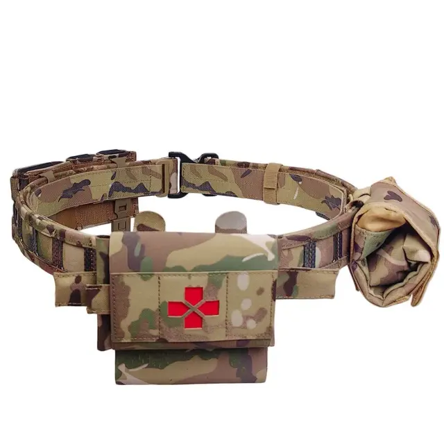 Conjunto Tático Modular com IFAK Medical Pouch, Dump Pouch, Pouches para 5,56 e 9mm, Cinto de Batalha e Cinto de Utilidade Ajustável