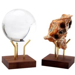 Pequena Bola De Cristal De Madeira Com Suporte De Ouro, Bola De Golfe Exibe Pedras Preciosas, Esfera Titular De Cristal, Esfera, Nova Chegada - Image 1