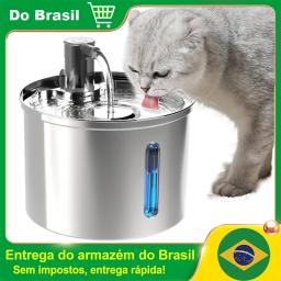 Newpet Bebedouro de aço inoxidável para gatos Bebedouro automático para gatos Bebedouro para gatos e cães Acessórios para bebedouros para animais de estimação - Image 1