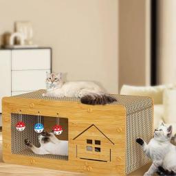 Arranhador grande para animais de estimação, casa do gato, coçadeira, cama do gato, ninho, gatinho arranhando pad, brinquedos da casa - Image 3