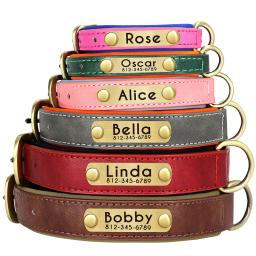 Colar de identificação do animal de estimação personalizado colar de identificação de cão macio acolchoado colar de couro personalizado nome gravado pata para cães médios pequenos pug - Image 2