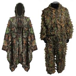 Men's Outdoor CS Air Gun Hunting Set, camuflagem Ghillie Set, 3D Woodland Leaf, calças de camuflagem, cego, caça - Image 1