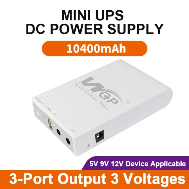 Mini UPS para Roteadores com Fonte Ininterrupta, Adaptador Óptico e Bateria Backup 38 Wh - 10400mAh, Saídas 5V, 9V e 12V com Plugue UE