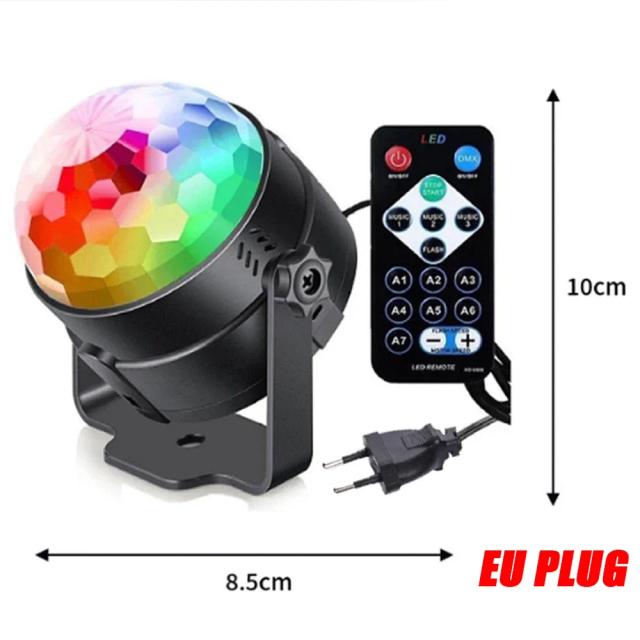 Luz de Disco LED para Festa com Controle Remoto, Efeitos de Estrobo e Laser RGB, Presente Perfeito para DJs e Festas de Natal