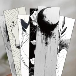 30 peças marcadores de linha minimalista preto e branco mix leitura etiquetas de livro diy página tags presente decoração cartões cartões de mensagem de estudante - Image 1