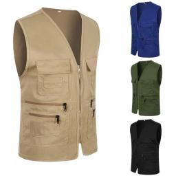 Multi Bolso Grupo Trabalho Vest masculino, Outdoor Tactical Caminhadas Coletes de pesca, Fotografia Diretor mangas Zipper Jacket - Image 1