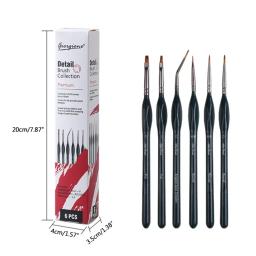 Conjunto pincéis pintura com detalhes profissionais, pincéis artísticos, fornecimento artesanato, 6 peças - Image 6