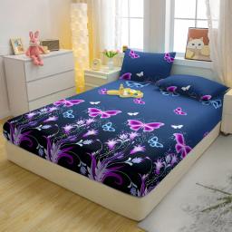 3-Piece Set Folha equipada com padrão de borboleta, impresso tampa da cama, simples e moderno, fosco, quarto, cama - Image 4