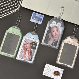 Kawaii Casa Titulares Do Cartão Com Corrente, Kpop Photocard Titular, Tampa De PVC Transparente, Chaveiro, 1Pc - Image 5