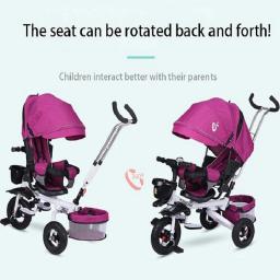 Multifuncional Folding Baby Stroller, triciclo infantil, assento reclinável de bicicleta, roda espacial, três rodas, pode sentar e mentira - Image 3