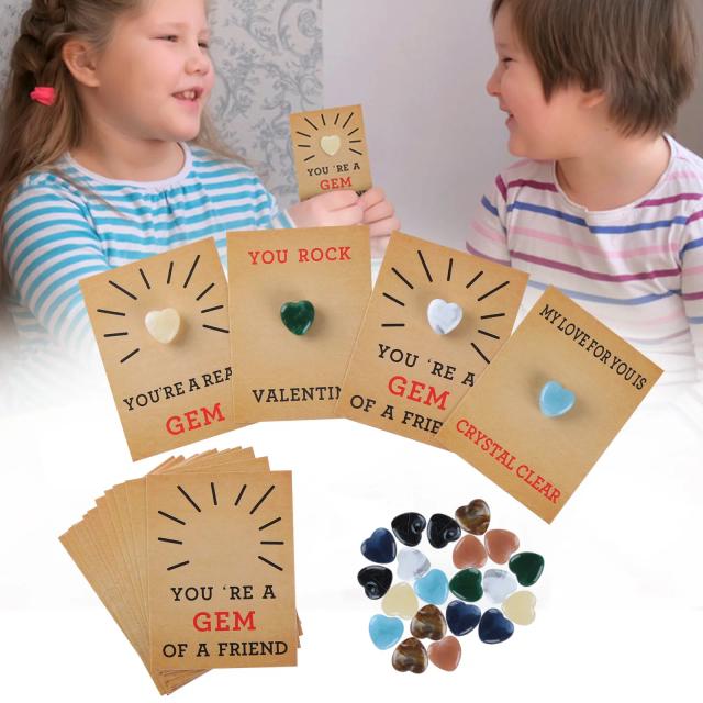 Cards Pack de Cristais em Forma de Coração para o Dia dos Namorados - Presentes Encantadores para Crianças e Decorações Criativas