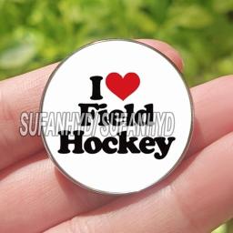 Aço inoxidável Eu amo o broche do hóquei para a trouxa, joia do esporte do campo para mulheres e homens, pinos populares - Image 5
