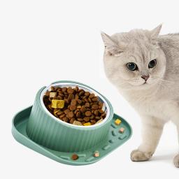 Aço inoxidável gato comida alimentação tigela pet suprimentos suporte de elevação proteger a coluna cervical alimentação tigela de água resistente a quedas - Image 1