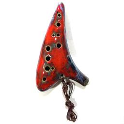 Ocarina Cerâmica Artesanal de 12 Buracos, Antigo Lacado, Vermelho e Azul, Instrumento Musical para Ensinar e Jogar, 1Pc - Image 5