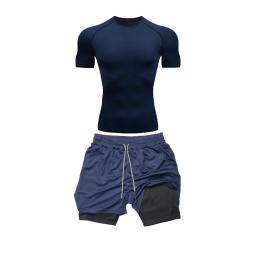 Conjunto Sportswear Compressão para Homens, Fato Ginásio Fitness, Camisa Secagem Rápida, Shorts Performance 2 em 1, Atletismo Verão, 2PCs - Image 4