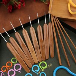 KRABALL-Bamboo Handle Crochet Hooks Kit, Agulhas de Tricô Set, DIY Craft, Ferramentas para Fios Weave, Acessórios de malha - Image 4
