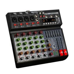 Studio Audio Mixer com USB, entrada estéreo de 6 canais, DJ Sound Controller para Karaoke Music, Interface Mixing Board, PC, 2 canais - Image 1