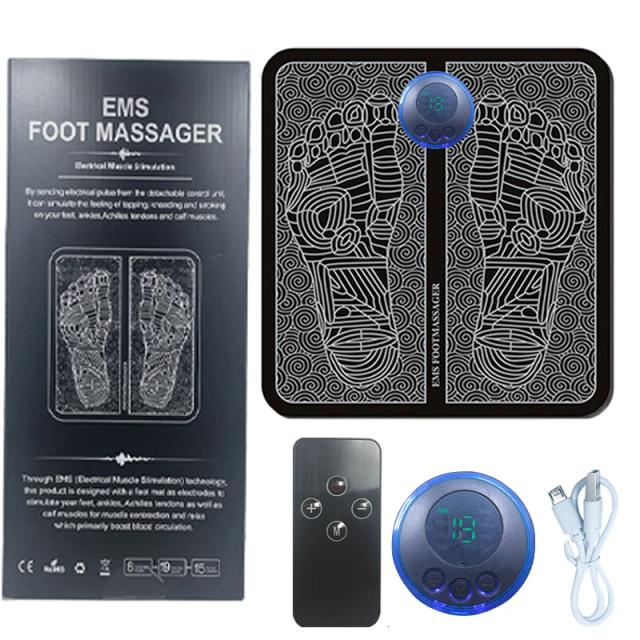 Ems Massagem de Pés Recarregável Almofada de Relaxamento Elétrica 19 Níveis