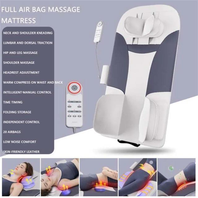 Almofada de Massagem Elétrica Multifuncional com Aquecimento e Controle Remoto para Corpo Inteiro e Vibração no Pescoço