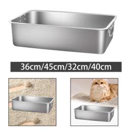 WC portátil do animal de estimação do aço inoxidável, caixa do lixo do gato, banheiro para gatos internos, bandeja de areia aberta - Image 2
