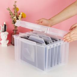 Caixa de armazenamento transparente para artesanato com 6 divisores de abas/folhas magnéticas fortes de dupla face/envelopes de plástico organizador de carimbo de corte - Image 2