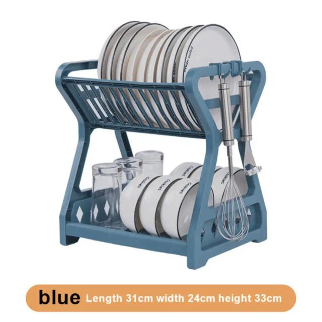 Escorredor de Pratos Destacável de Dupla Camada com Alta Capacidade e Armazenamento Multifuncional para Cozinha e Sala de Jantar
