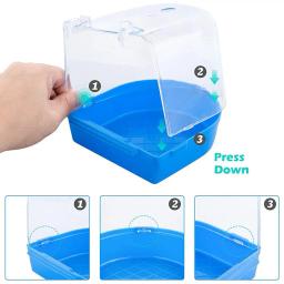 Pássaro caixa de banho papagaio gaiola de banho acessório para pequenos pássaros periquito canário budgerigar lovebirds transparente topo - Image 4