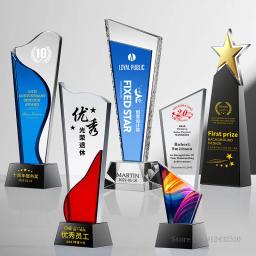 Troféu De Vidro De Cristal Personalizado, letras Criativas, Alto Grau, Competição De Mídia, Azul, Decoração Do Lar - Image 3