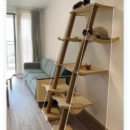 Grandes árvores e torres de madeira do gato, Arranhador para brinquedos para gatos, Gym Hiding House, Almofada de dormir, Almofada de resfriamento, Animais de estimação, Luxo - Image 5