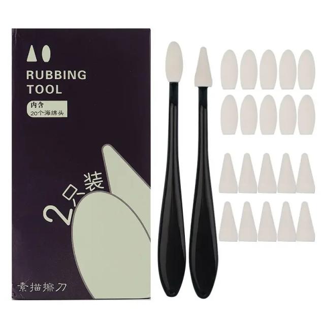 Conjunto de 2 Cabeças de Esponja para Desenho e Esboço, com Formatos Redondo e Afiado, Laváveis e Reutilizáveis, Ideal para Artistas