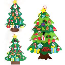 Feltro Natal árvore parede enfeites para crianças, DIY Xmas árvore, decoração de casa, presentes de ano novo, Papai Noel decoração - Image 3