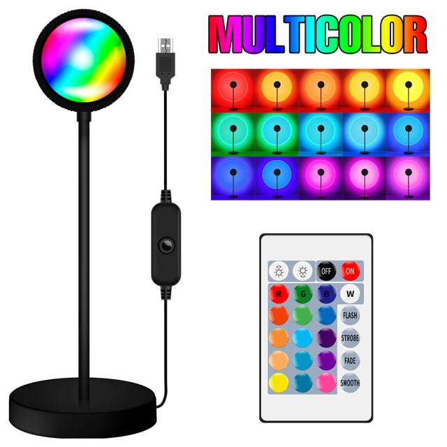 Luz Noturna LED RGB com Anel Colorido, Lâmpada USB Arco-Íris para Decoração de Mesa e Iluminação Aconchegante