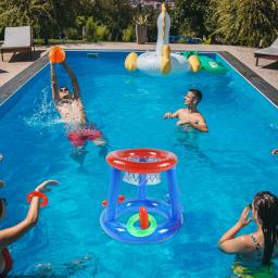 Conjunto inflável de jogo de virola para crianças e adultos, aro de basquete flutuante portátil, diversão na praia ao ar livre, brinquedos aquáticos de verão - Image 3