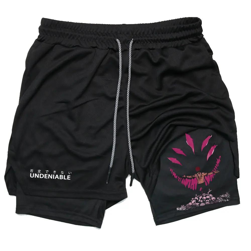 Shorts de performance preto anime para homens e mulheres, shorts de compressão respiráveis, secagem rápida, atletismo, corrida, treino, ginásio, verão - Image 1