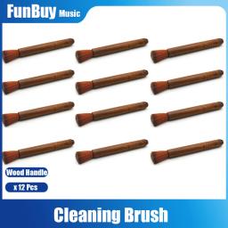 12 pçs profissional punho de madeira maciça rosin escova de limpeza para guitarra musical violino erhu guzheng pipa ferramentas de limpeza marrom - Image 1
