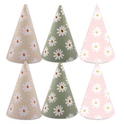 Chapéus de papel com margarida design para festa de aniversário, verde, amarelo, rosa, para crianças, chá de bebê, decorações do partido, suprimentos diy, acessórios fotográficos, 6pcs - Image 6