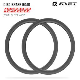 Ryet 700c aro de estrada de carbono 40/45/50/55mm profundidade 28mm clincher sem câmara pronto 24/24h freio a disco bicicleta rimset ciclismo peças - Image 2