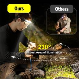 1 ~ 5 pacote farol usb recarregável led sensor lanterna xpe + cob tocha acampamento à prova dwaterproof água para lanterna de pesca - Image 3