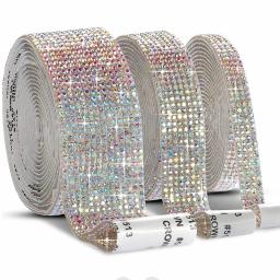 Fita auto-adesiva Rhinestone, Diamond Ribbon, Crystal Roll, Glitter Bling para artesanato DIY, 1 Yard - Image 1