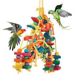 Brinquedos De Papagaio De Madeira, Love Bird Cage, Treinamento engraçado, Corda de algodão, Resistente à mordida, Pet Rasgando Produto - Image 2