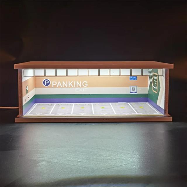 Diorama Xufan com Iluminação, Carro e Garagem em Miniatura Escala 1:64