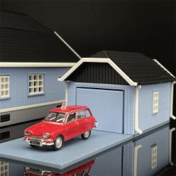 Casa de dois andares com garagem modelo, miniatura modelo de construção, mesa de areia, trem cena layout, brinquedos montados, 1: 87 - Image 5